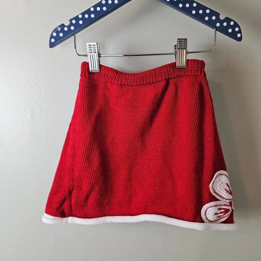 Zackali 4 Kids Sweater Skirt Cardigan Set Holiday Sz 3/4‎ Red Lime Green Flower